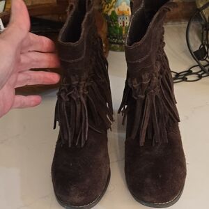 Sbicca Dark Brown Fringe Ankle Booties